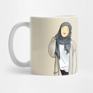 Girl wearing a white cardigan Mug